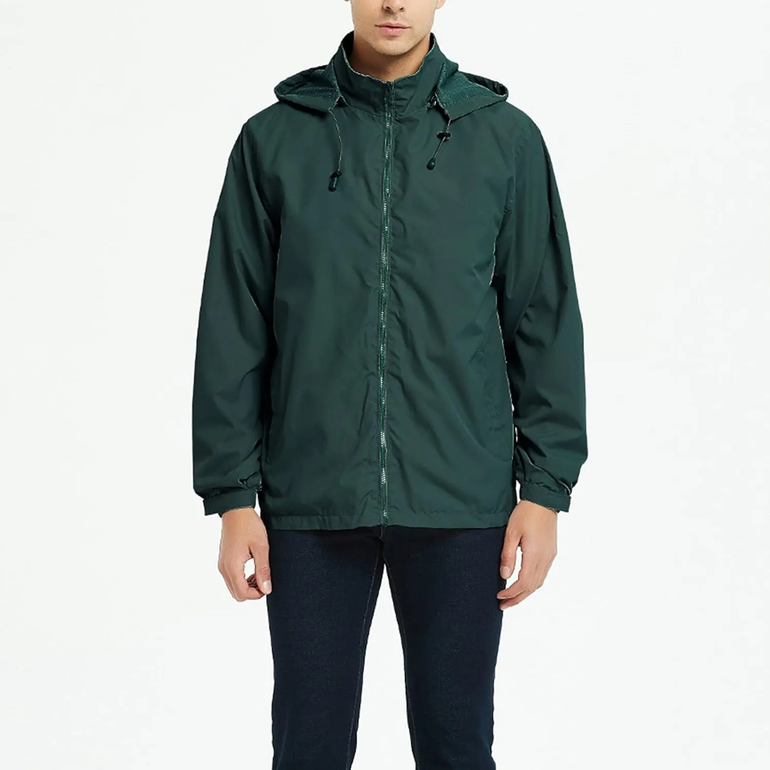 Men's Lightweight Waterproof Rain Jackets with Hood Long Sleeve Breathable Hooded Raincoats Hiking Athletic Shirts
