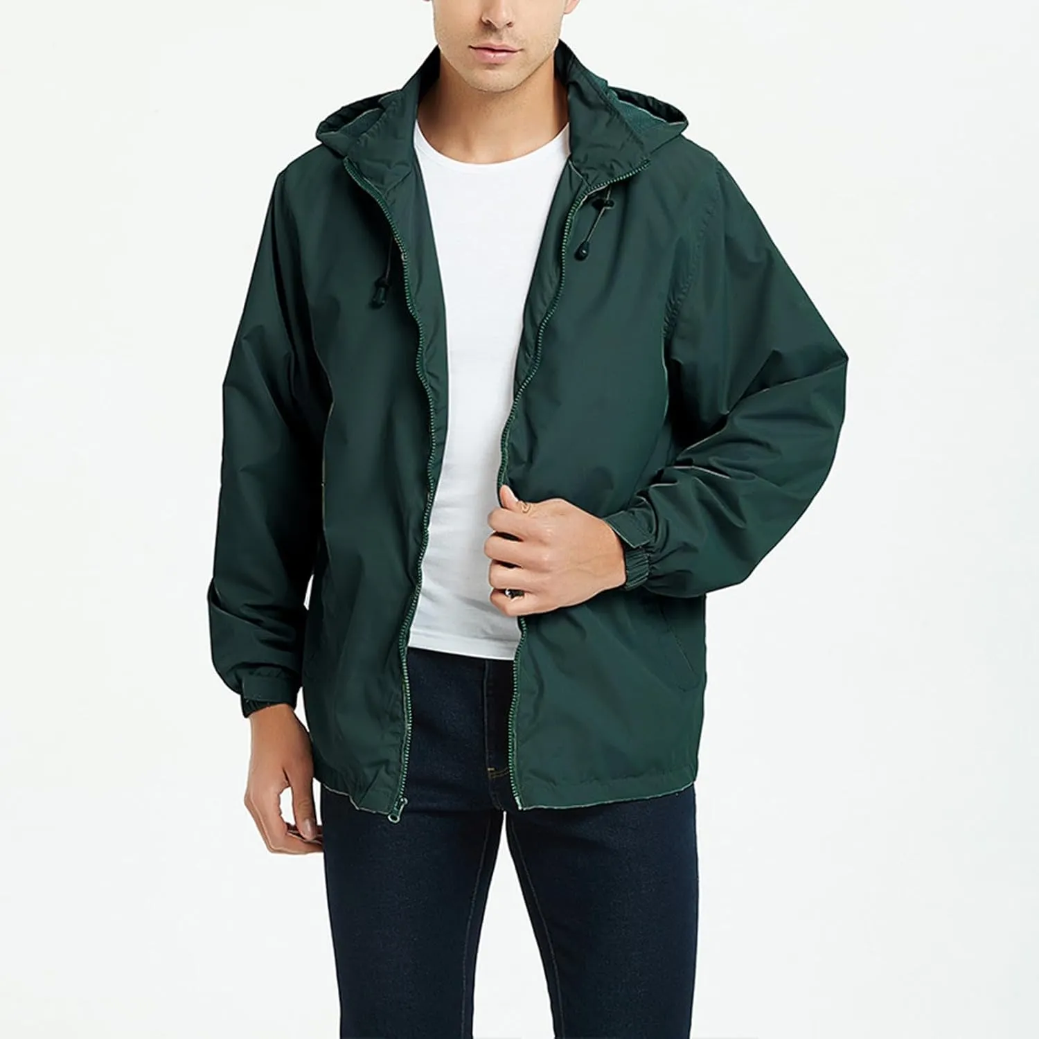 Men's Lightweight Waterproof Rain Jackets with Hood Long Sleeve Breathable Hooded Raincoats Hiking Athletic Shirts