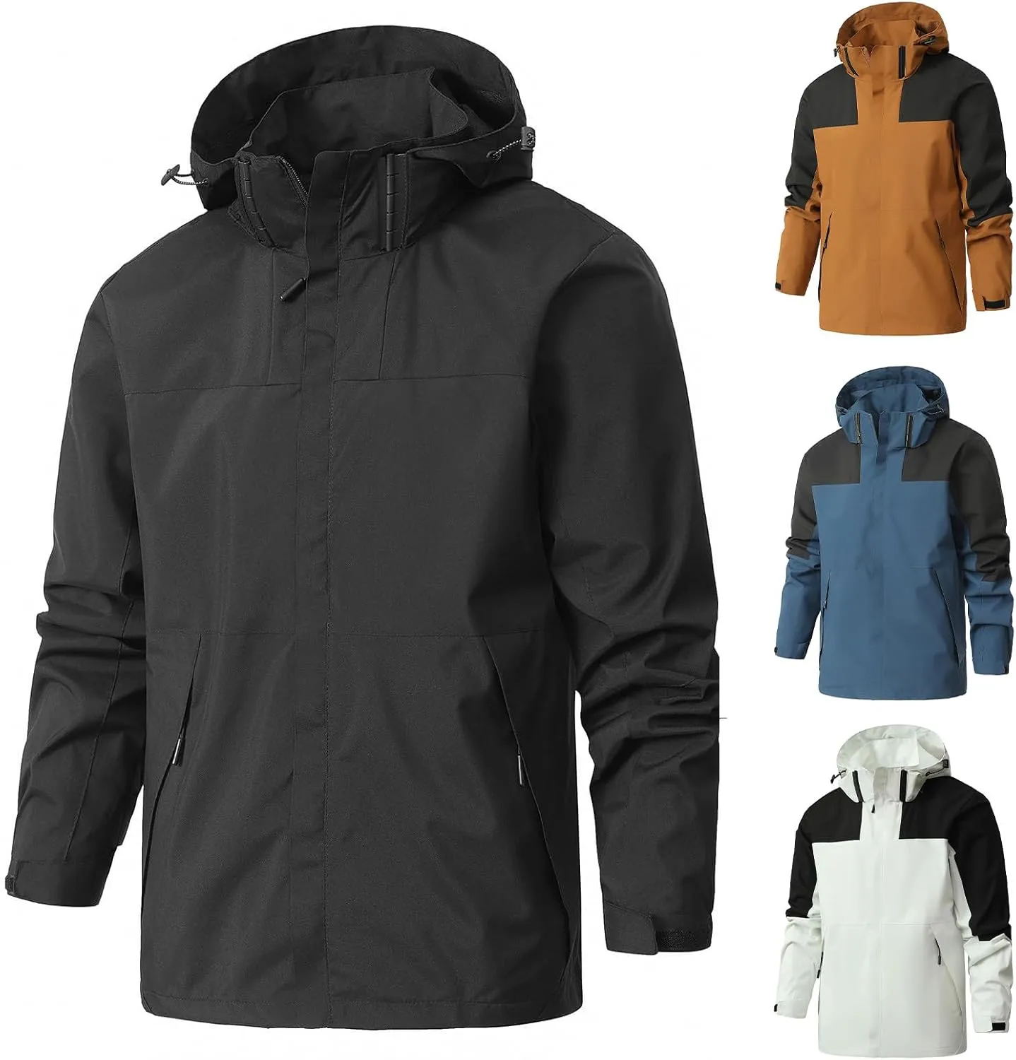 Men's Lightweight Windbreaker Hooded Windproof Water Resistant Rain Jacket Hiking Mountain Sport Jacket Coat Raincoat