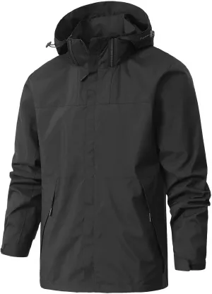 Men's Lightweight Windbreaker Hooded Windproof Water Resistant Rain Jacket Hiking Mountain Sport Jacket Coat Raincoat