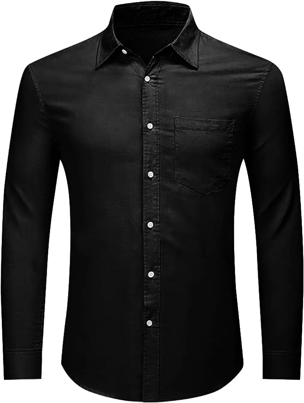 Mens Long Sleeve Dress Shirts Stretch Wrinkle-Free Formal Shirt Business Casual Summer Button Up Beach Wedding Shirts