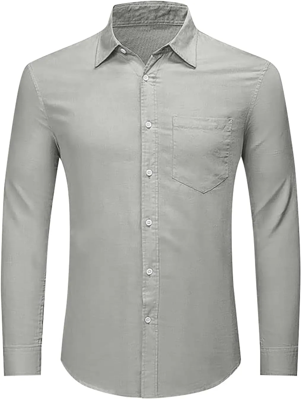 Mens Long Sleeve Dress Shirts Stretch Wrinkle-Free Formal Shirt Business Casual Summer Button Up Beach Wedding Shirts