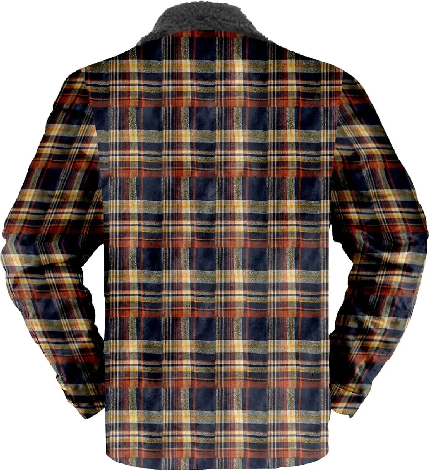 Mens Long Sleeve Sherpa Lined Plaid Flannel Shirt Jacket Hoodies Fleece Coat Fall Winter Windproof Warm Jackets