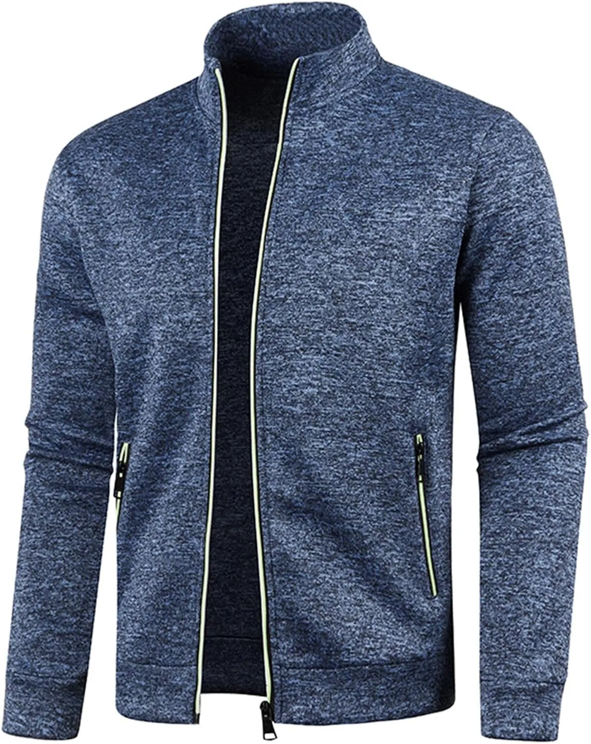 Mens Mock Neck Full Zip Sweatshirts Plus Lightweight Fleece Jackets with Stand Collar & Zipper Pockets