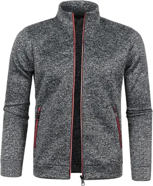 Mens Mock Neck Full Zip Sweatshirts Plus Lightweight Fleece Jackets with Stand Collar & Zipper Pockets