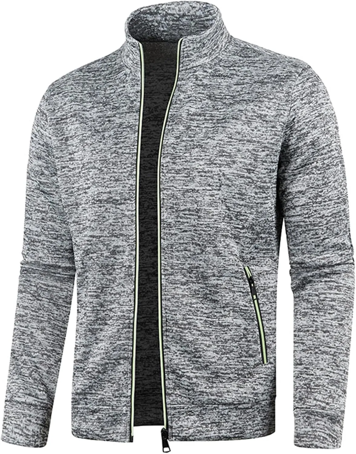 Mens Mock Neck Full Zip Sweatshirts Plus Lightweight Fleece Jackets with Stand Collar & Zipper Pockets