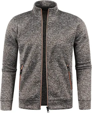 Mens Mock Neck Full Zip Sweatshirts Plus Lightweight Fleece Jackets with Stand Collar & Zipper Pockets