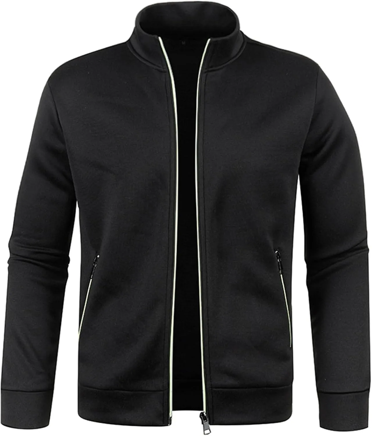Mens Mock Neck Full Zip Sweatshirts Plus Lightweight Fleece Jackets with Stand Collar & Zipper Pockets