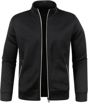 Mens Mock Neck Full Zip Sweatshirts Plus Lightweight Fleece Jackets with Stand Collar & Zipper Pockets