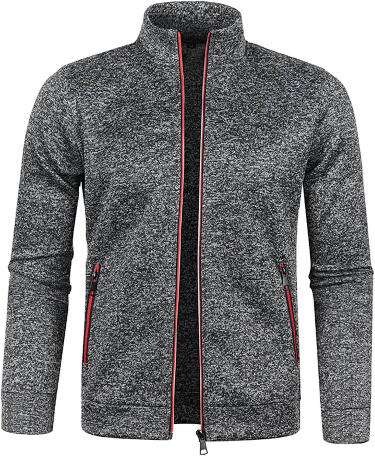 Mens Mock Neck Full Zip Sweatshirts Plus Lightweight Fleece Jackets with Stand Collar & Zipper Pockets