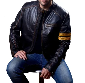 Men’s New Motorcycle Biker Vintage Distressed Ash Black Decker Real  Leather Jacket