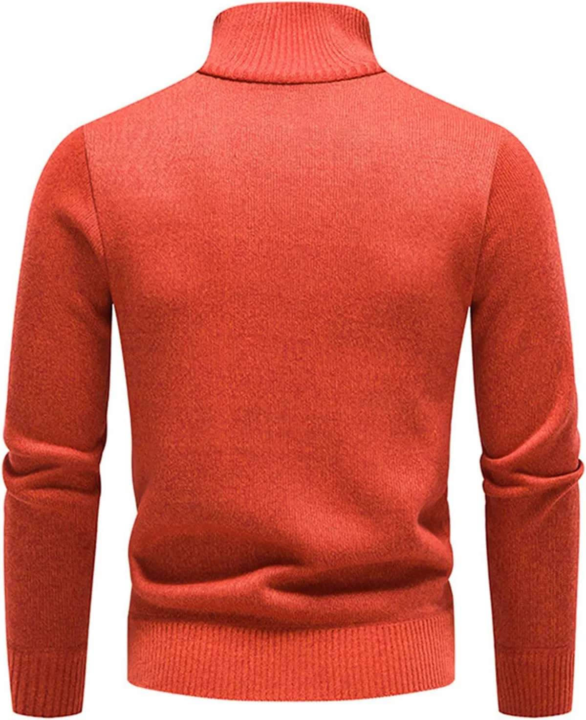 Men's Oversized Quarter Zipper Sweater Turtleneck Rib Knit Pullover Fall Winter Basic Thick Jumper Tops