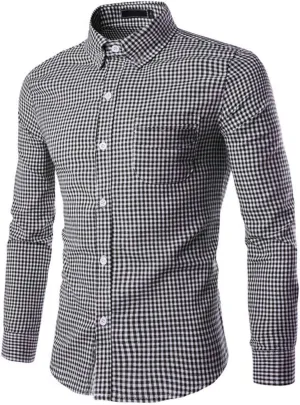 Men's Plaid Casual Slim Fit Long Sleeve Button Down Dress Shirts
