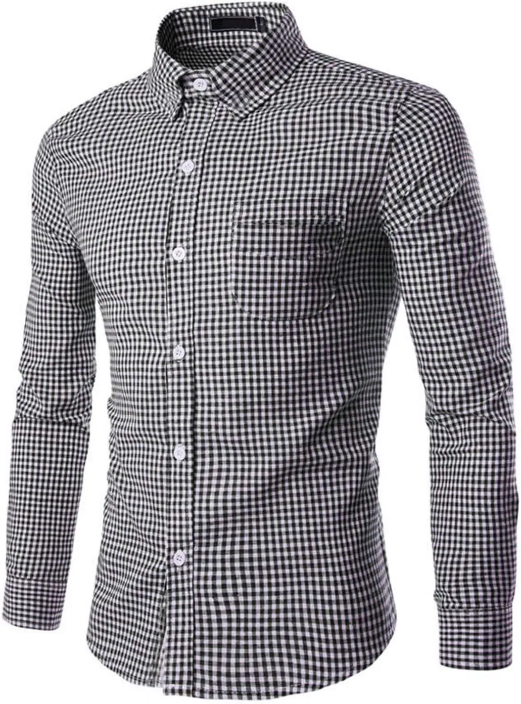 Men's Plaid Casual Slim Fit Long Sleeve Button Down Dress Shirts