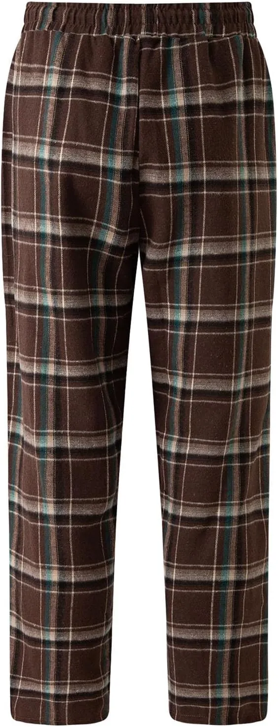 Men's Plaid Sweatpants Elastic Waist Lounge Bottoms Trousers Soft Comfy Sportswear Pants with Pocket and Drawstring