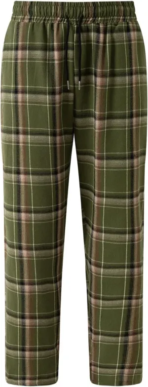 Men's Plaid Sweatpants Elastic Waist Lounge Bottoms Trousers Soft Comfy Sportswear Pants with Pocket and Drawstring