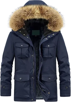Men's Puffer Jacket Lightweight Warm Large Size Solid Color Cotton Coat Padded Trucker Lapel Work Cargo Jackets for