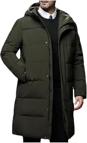 Men's Puffer Jacket Long Hooded Winter Coat Windproof Down Jacket Plus Size Insulated Jacket Warm Parka Jacket