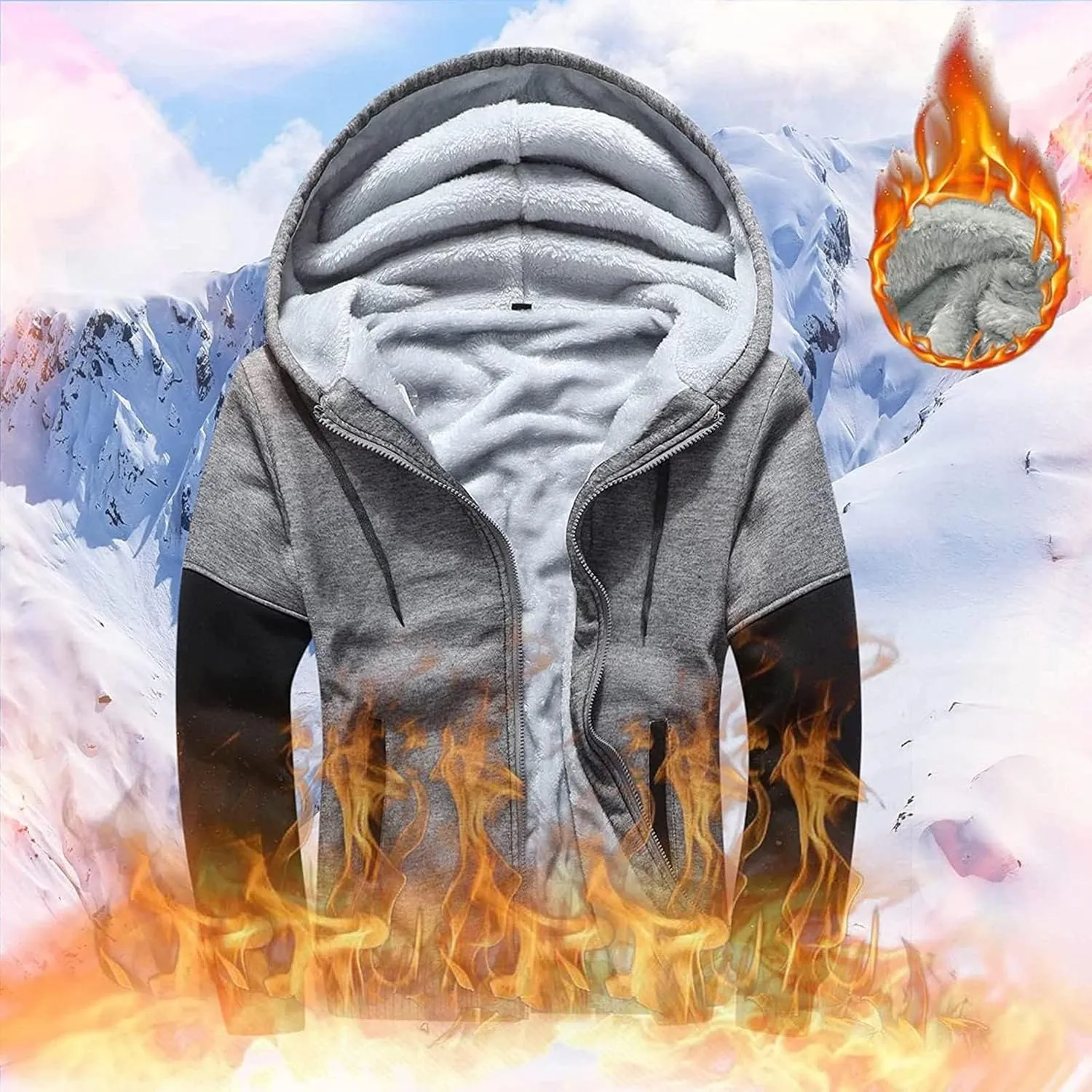 Men's Pullover Zip up Fleece Winter Hoodies Wool Jackets Heavyweight Thicken Coats Sherpa Workout Sweatshirts