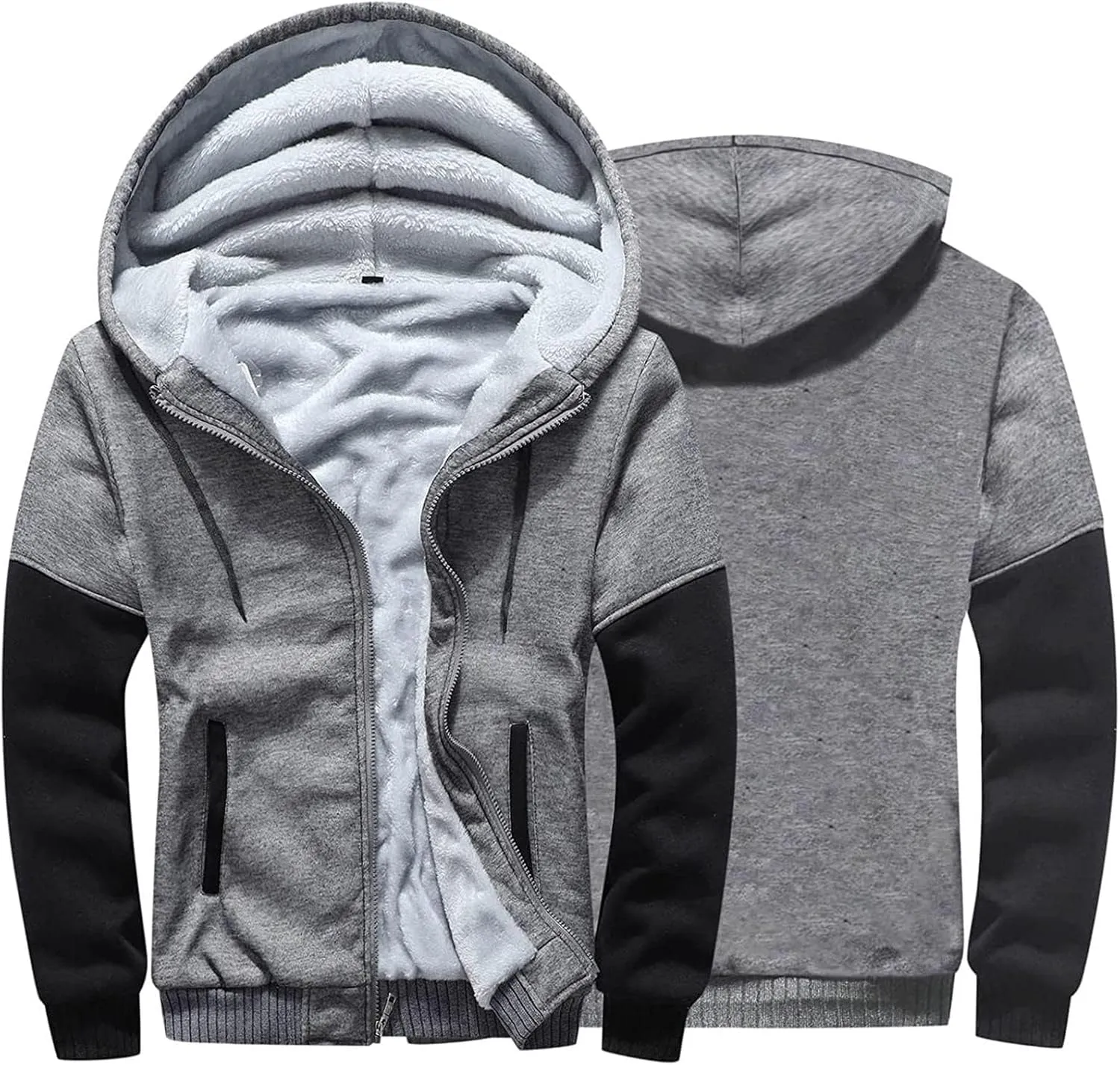 Men's Pullover Zip up Fleece Winter Hoodies Wool Jackets Heavyweight Thicken Coats Sherpa Workout Sweatshirts