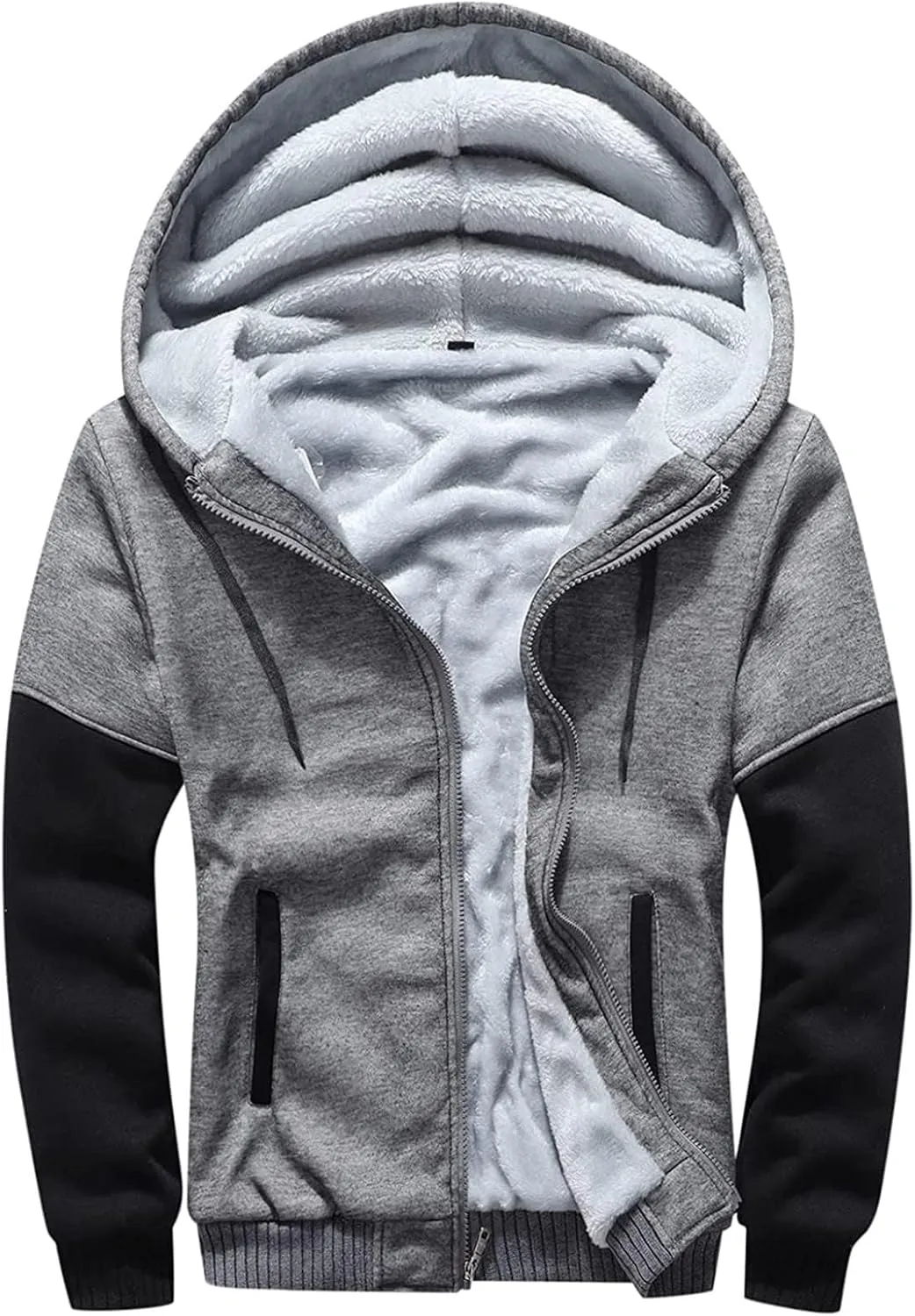 Men's Pullover Zip up Fleece Winter Hoodies Wool Jackets Heavyweight Thicken Coats Sherpa Workout Sweatshirts