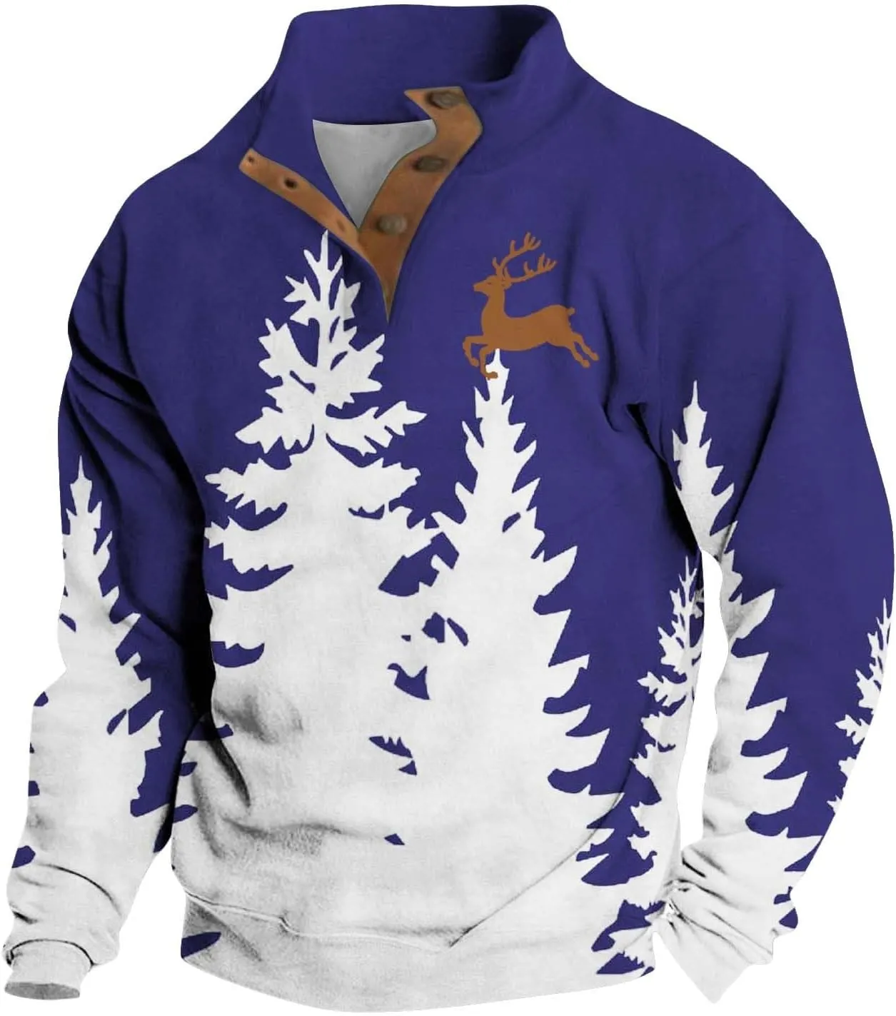 Men'S Quilted Fall Corduroy Henley Sweatshirt Zipper 3D Print Christmas Long-Sleeved Sweater Crewneck Sweatshirts