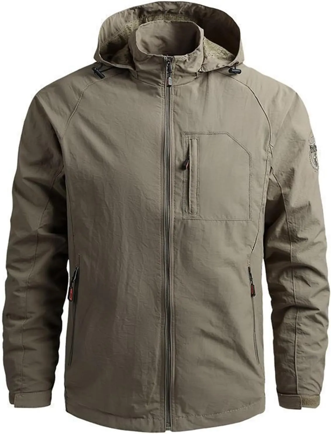 Mens Rain Jacket Waterproof Lightweight Packable Shell Jacket Raincoat Hiking Travel Outdoor Hooded Windbreaker Pocket