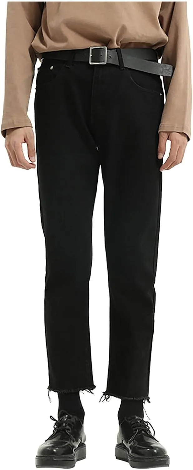 Men's Relaxed Fit Jeans Straight Leg Stretch Comfort Ninth Pants Denim Black Jeans for Men Pants