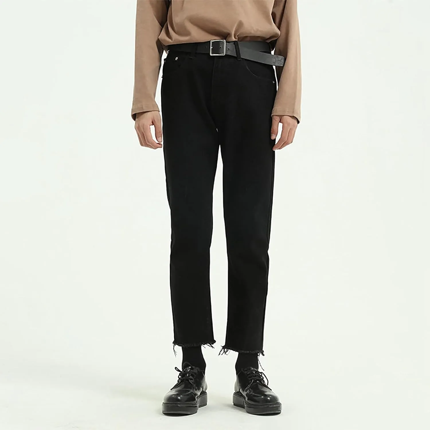 Men's Relaxed Fit Jeans Straight Leg Stretch Comfort Ninth Pants Denim Black Jeans for Men Pants