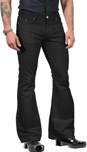 Mens Relaxed Vintage 70s Bell Bottom Disco Pants Stretch Fit Classic Trousers Flared Flares Retro Denim Jeans Pant
