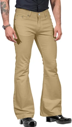 Mens Relaxed Vintage 70s Bell Bottom Disco Pants Stretch Fit Classic Trousers Flared Flares Retro Denim Jeans Pant