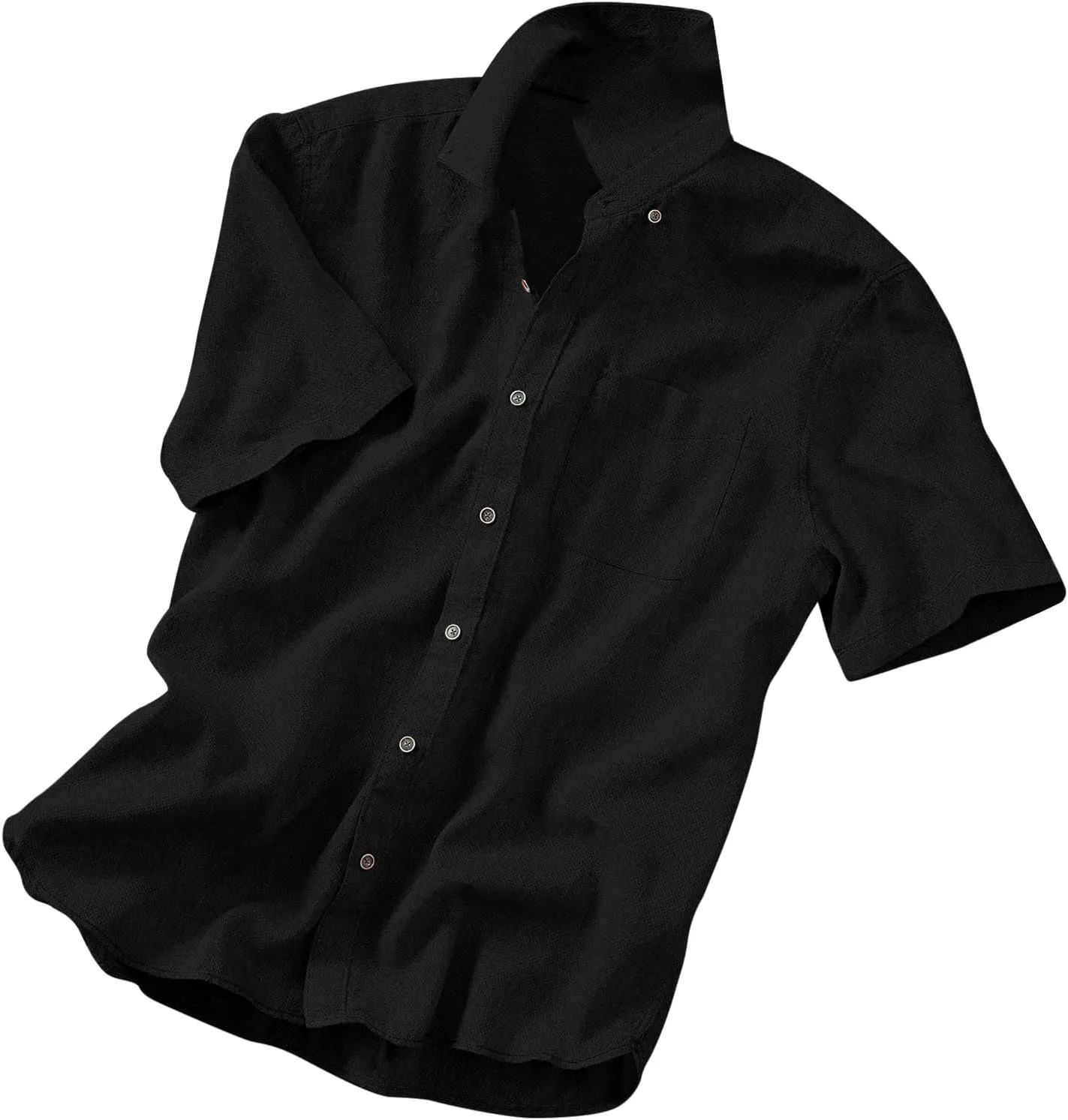 Mens Resort Wear 2025 Casual Lightweight Short Sleeve Cotton Linen Shirts Buttons Down Solid Loose Summer Beach Shirts