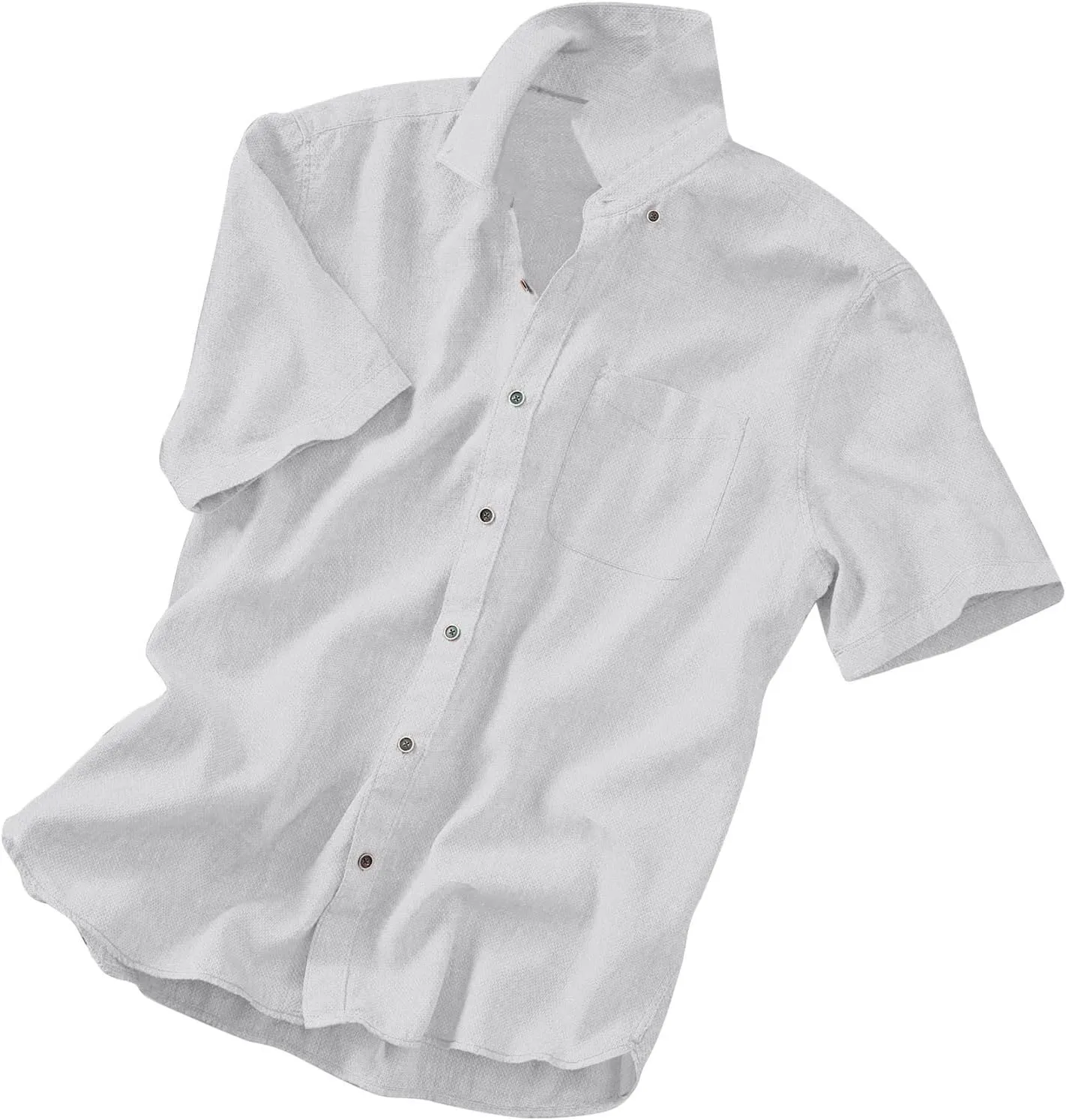Mens Resort Wear 2025 Casual Lightweight Short Sleeve Cotton Linen Shirts Buttons Down Solid Loose Summer Beach Shirts