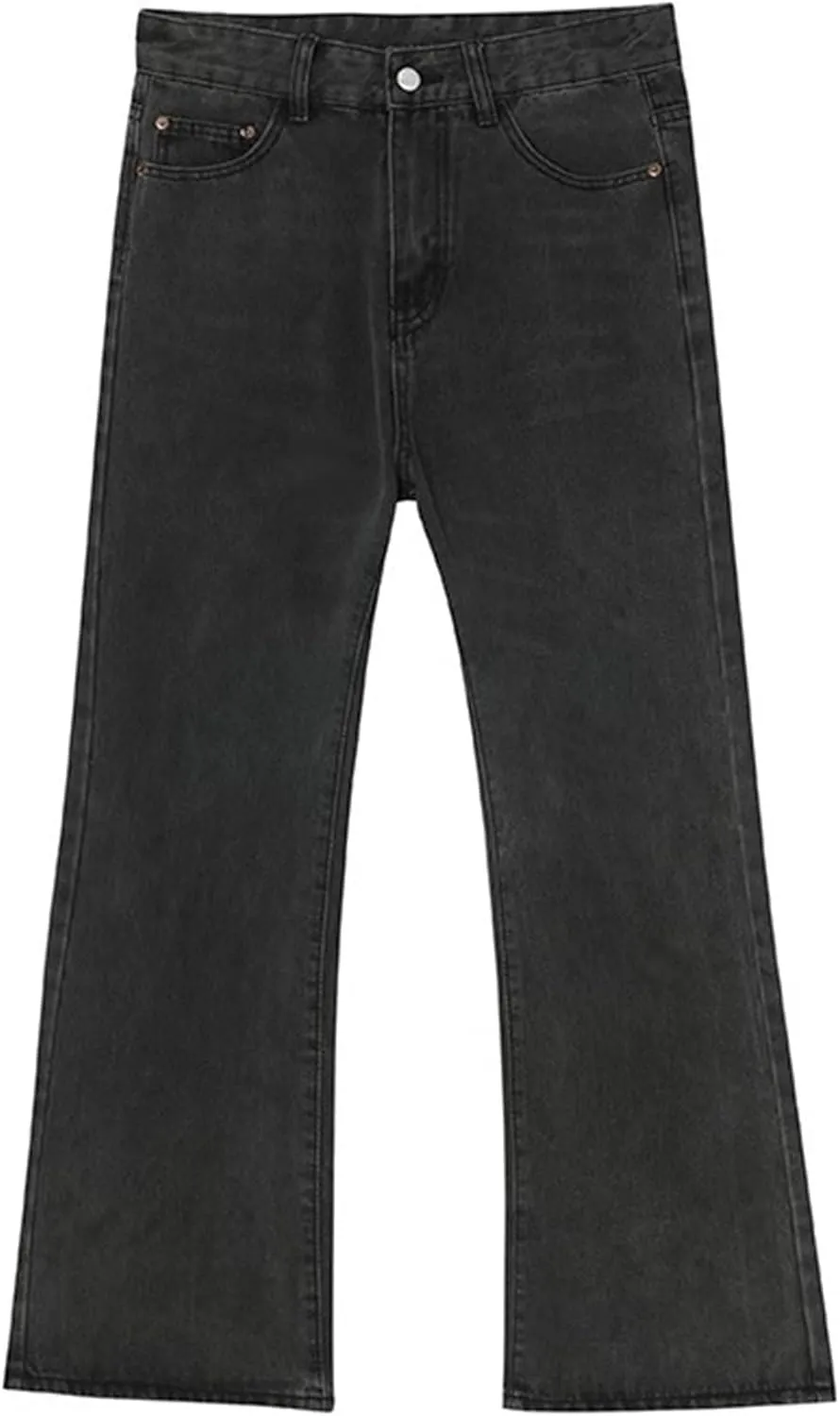 Men's Retro 60s 70s Disco Flared Trousers Comfort Stretch Fit Bell Bottom Denim Jeans