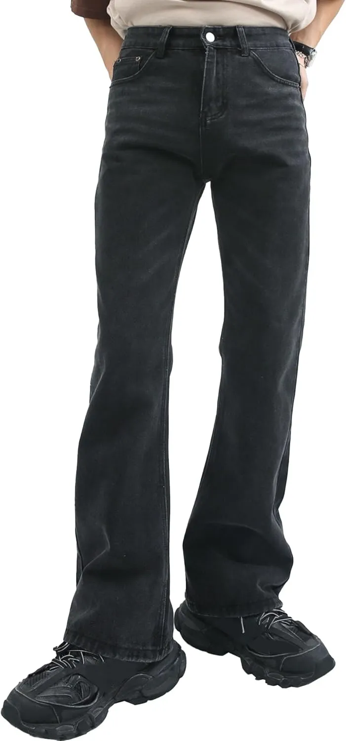 Men's Retro 60s 70s Disco Flared Trousers Comfort Stretch Fit Bell Bottom Denim Jeans