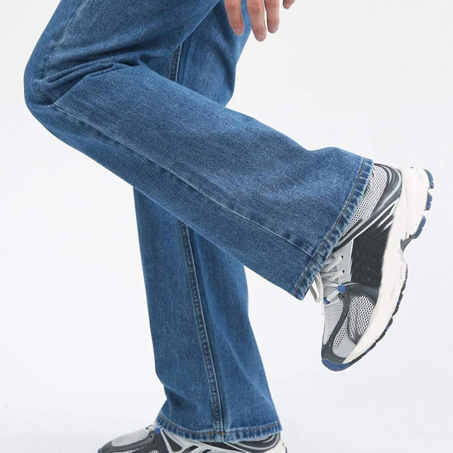 Men's Retro 60s 70s Disco Flared Trousers Comfort Stretch Fit Bell Bottom Denim Jeans
