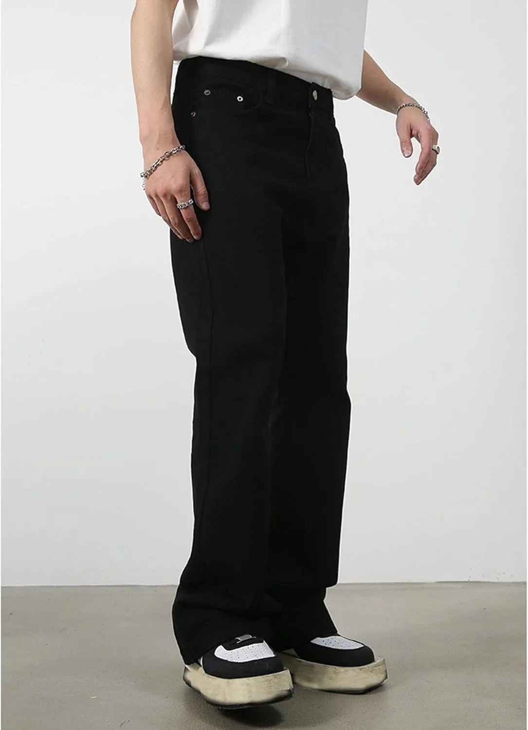 Men's Retro 60s 70s Disco Flared Trousers Comfort Stretch Fit Bell Bottom Denim Jeans