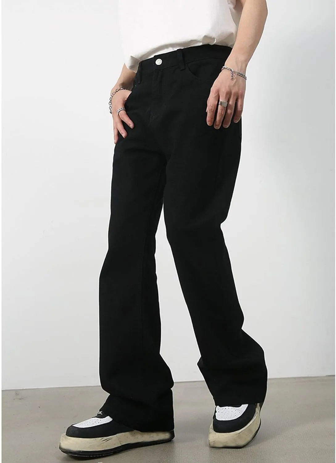 Men's Retro 60s 70s Disco Flared Trousers Comfort Stretch Fit Bell Bottom Denim Jeans