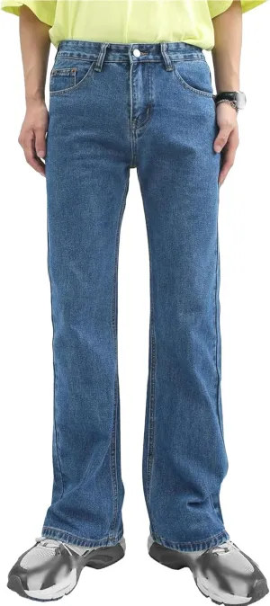 Men's Retro 60s 70s Disco Flared Trousers Comfort Stretch Fit Bell Bottom Denim Jeans