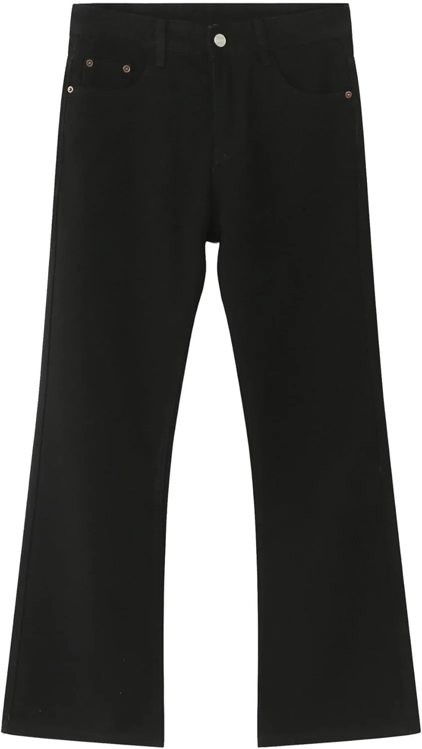 Men's Retro 60s 70s Disco Flared Trousers Comfort Stretch Fit Bell Bottom Denim Jeans