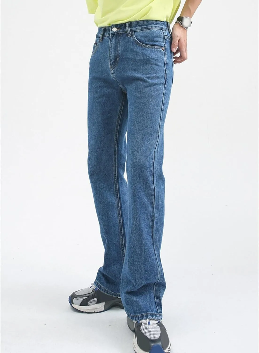 Men's Retro 60s 70s Disco Flared Trousers Comfort Stretch Fit Bell Bottom Denim Jeans