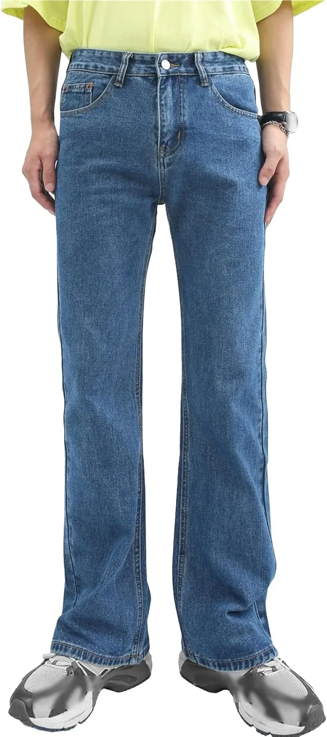 Men's Retro 60s 70s Disco Flared Trousers Comfort Stretch Fit Bell Bottom Denim Jeans