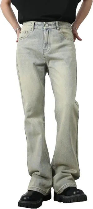 Men's Retro 60s 70s Disco Flared Trousers Comfort Stretch Fit Bell Bottom Denim Jeans