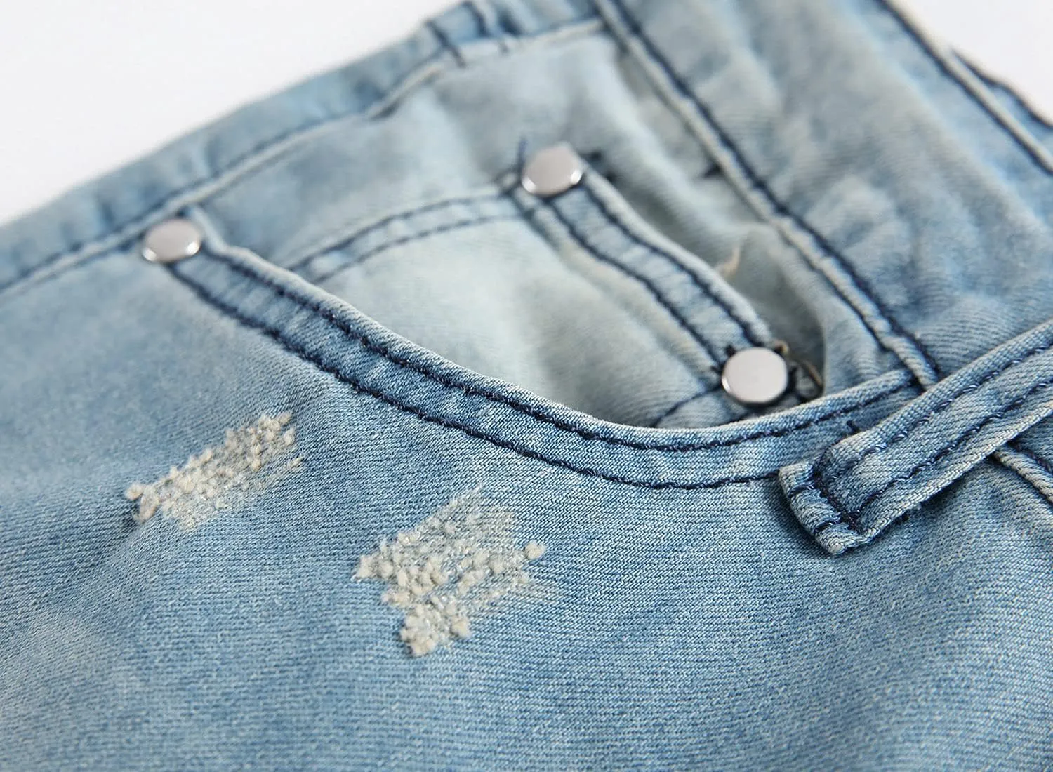 Men's Ripped Distressed Jeans Stretch Slim Straight Fit Ripped Jeans Distressed Skinny Washed Denim Jeans