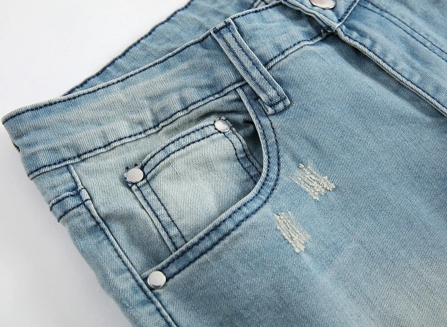 Men's Ripped Distressed Jeans Stretch Slim Straight Fit Ripped Jeans Distressed Skinny Washed Denim Jeans