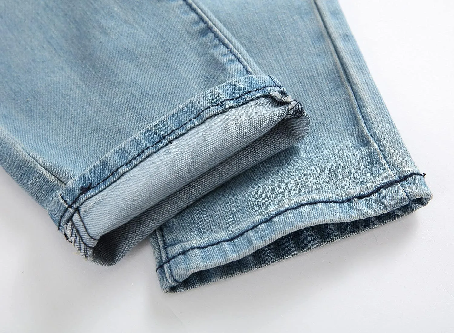 Men's Ripped Distressed Jeans Stretch Slim Straight Fit Ripped Jeans Distressed Skinny Washed Denim Jeans