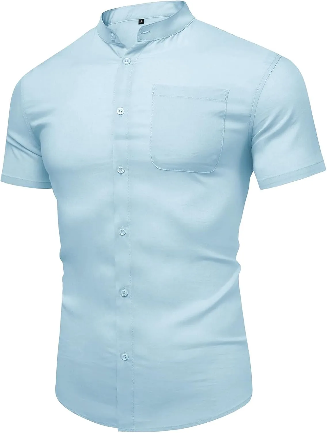 Mens Short Sleeve Button Down Shirt Loose Fit Dress Shirt Lightweight Lapel Casual Textured Shirt Summer Beach Shirt