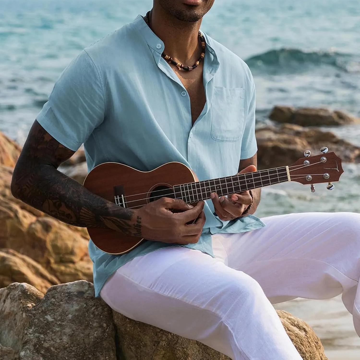 Mens Short Sleeve Button Down Shirt Loose Fit Dress Shirt Lightweight Lapel Casual Textured Shirt Summer Beach Shirt