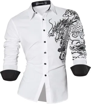 Men's Slim Fit Long Sleeves Casual Button Down Dress Shirts JZS041