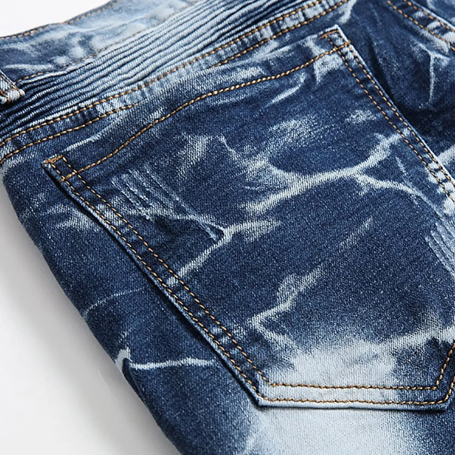 Men's Slim Fit Stretch Jeans Ripped Skinny Jeans Distressed Straight Leg Fashion Denim Pants Distressed Biker Jeans
